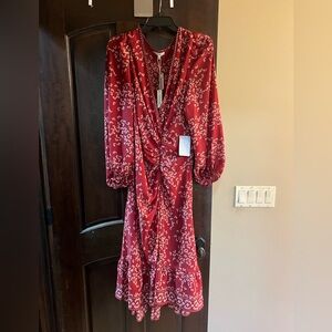 Max Studio Women's Twist Front Surplice Neck Midi Dress size Large